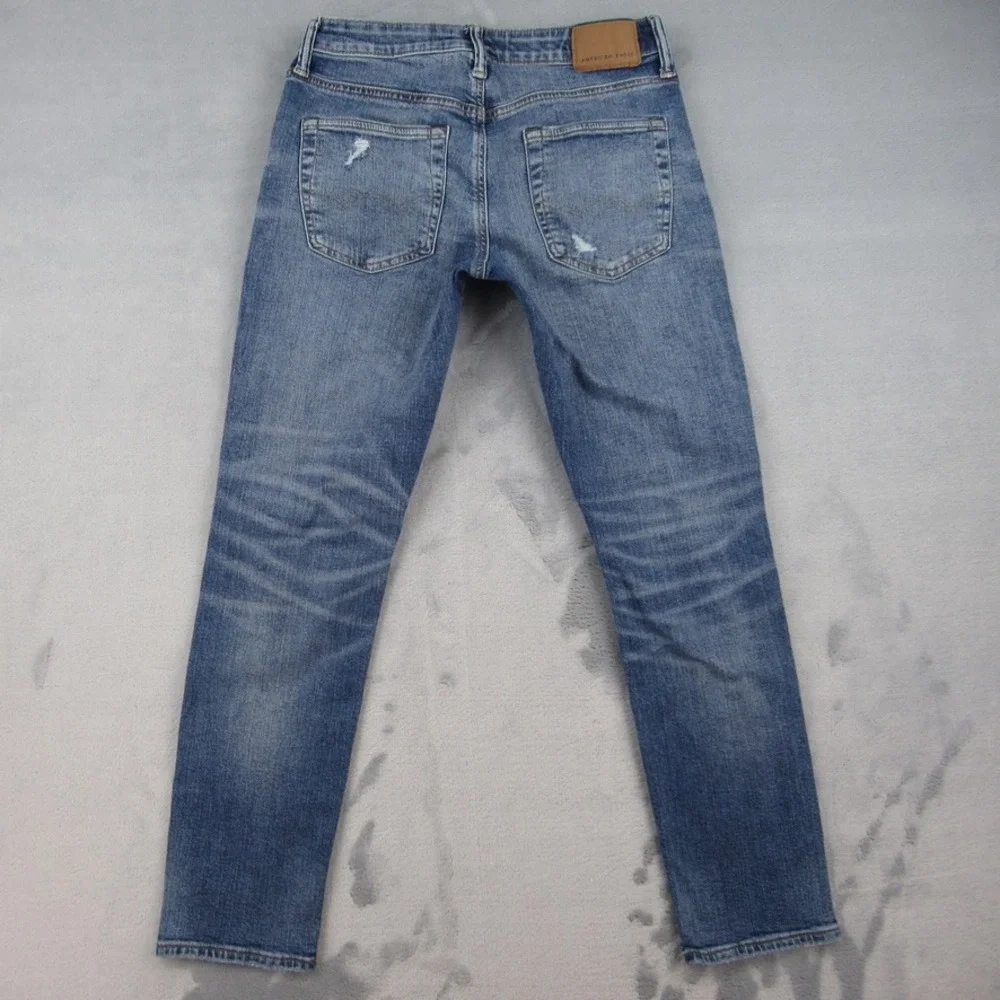 American Eagle Athletic Skinny Jeans Mens 29x30 Blue Distressed Airflex 3552